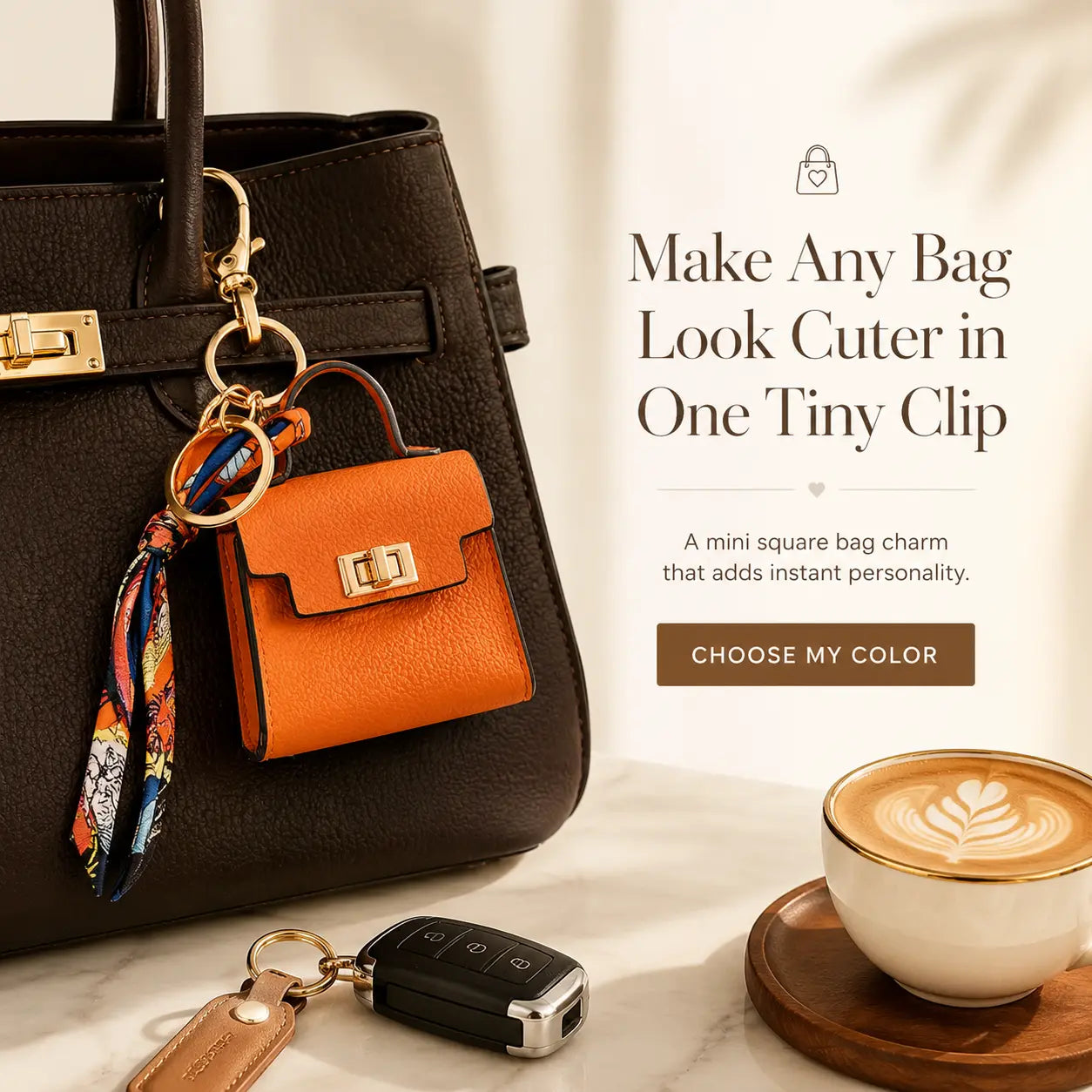 Mini Square Bag Charm Keychain – Cute Leather Purse Pendant That Instantly Refreshes Your Handbag, Keys, Backpack & Everyday Tote | Last Day 50% OFF 🔥