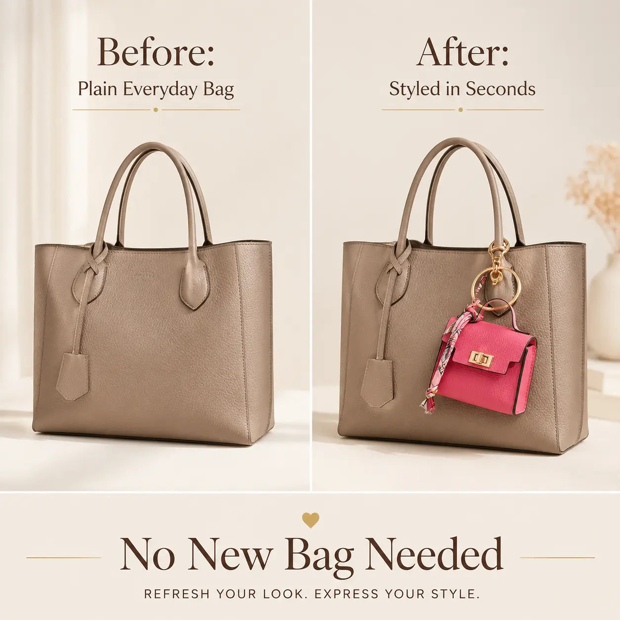 Mini Square Bag Charm Keychain – Cute Leather Purse Pendant That Instantly Refreshes Your Handbag, Keys, Backpack & Everyday Tote | Last Day 50% OFF 🔥
